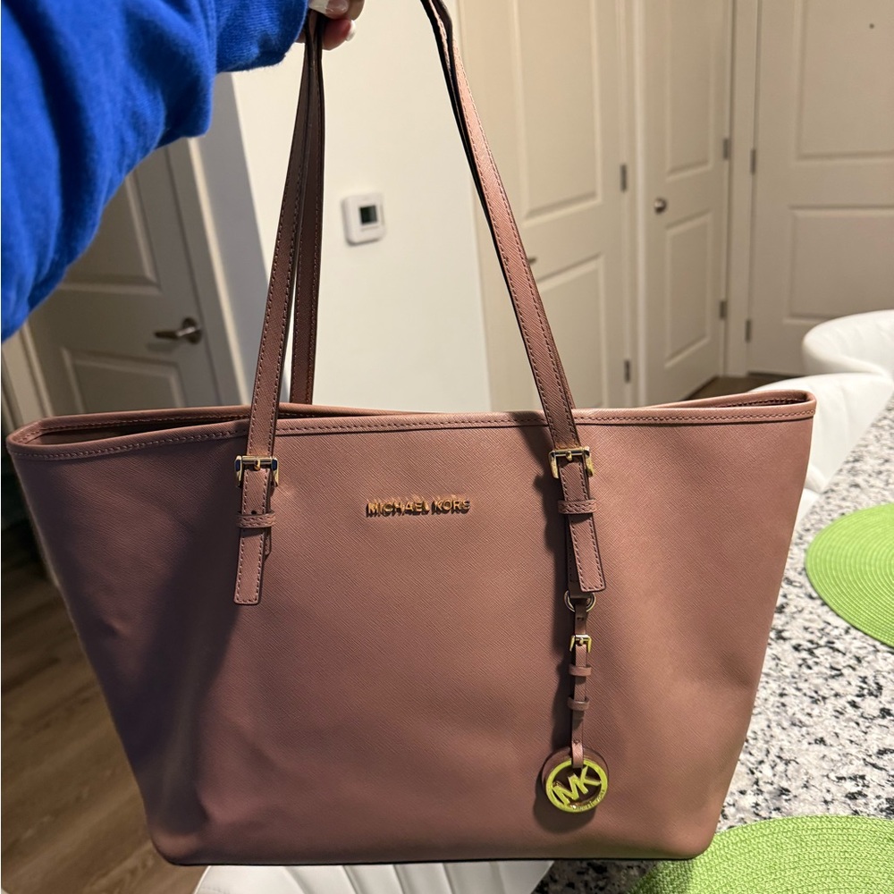 Michael Kors Dusty Rose Leather Tote with Gold Hardware
